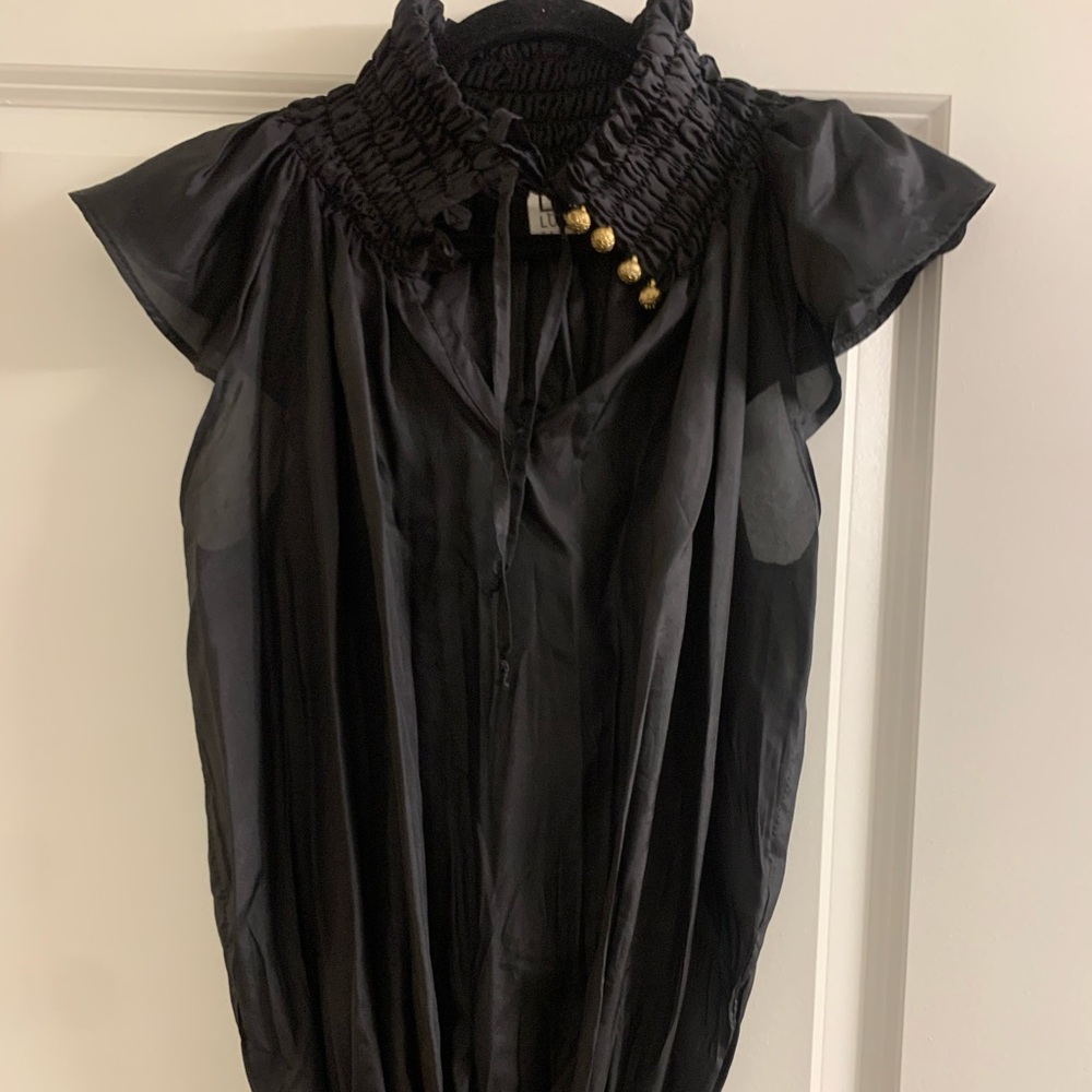 Lululemon Athletica Black Blouse with Gold Accents